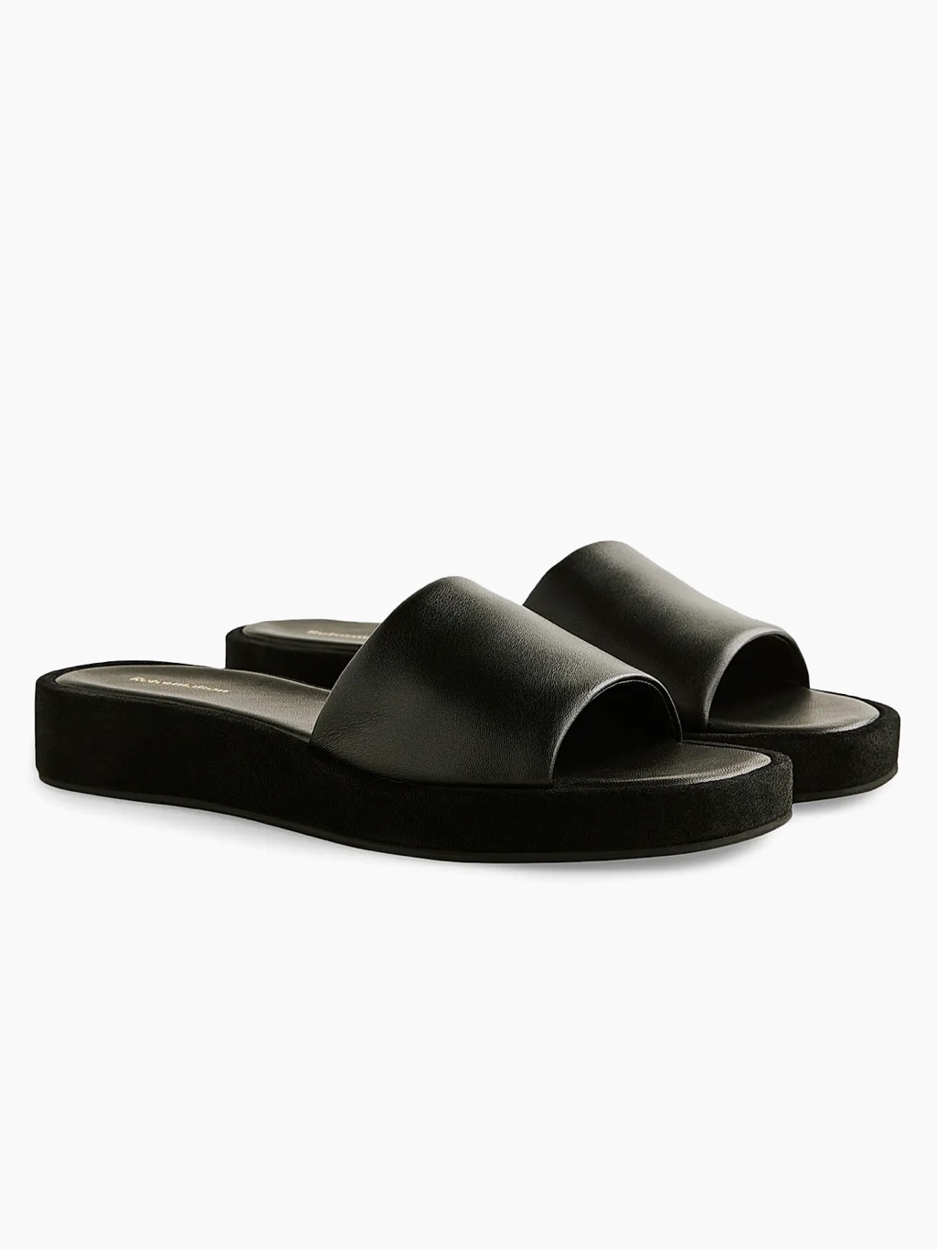 Reformation Black Leather Platform Slide Sandals